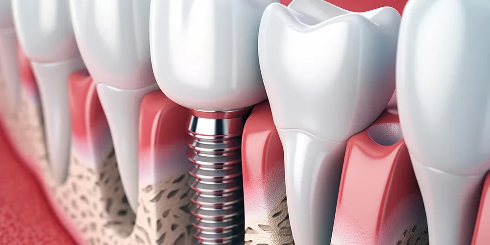 Exemplificare amplasare implant dentar cu coroana dentara